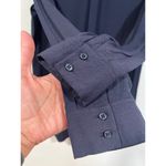 H&M Womens  Viscose Band-Collar Blouse 4 Navy Officewear Business Casual Photo 3