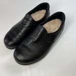SAS Womens Black Leather Shearling Lined‎ Slip On Comfort Shoes 10 Warm Winter Photo 3