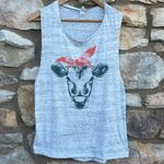 Bella Canvas  Gray tank top with cow face red bandana size XL Photo 4