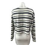 ZARA  Women's White Black Striped Crewneck Long Sleeve Crop Sweater Top Size L Photo 2