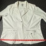 None Women's Y2K White Stretch Blazer With Pockets & Silver Hardware Size 18W Photo 5