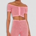 NWOT Tropic of C X Revolve Cropped Cardigan Knit Pink Houndstooth Pink/Green L Size L Photo 0