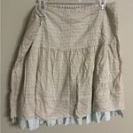 American Eagle  100 % Cotton High-Low Floral Pleated Skirt Size 14 Cream and Blue Photo 2