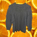 Adrianna Papell  Black Crew Neck Floral Knit Sweater Size Large‎ Photo 5