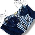 Urban Outfitters  Valentina Navy & Gingham Print Bustier w/ Tie Straps Size M Photo 4