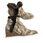 Pelle Moda Boots Size 6.5 Erin Faux Fur Trim Wedge Camouflage Zip Booties Green Photo 9