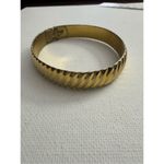 60's Vintage‎ Monet Womens Chunky Gold Tone Hinged Embossed Cuff Bangle Bracelet Photo 1