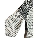 Free People  Women's Boho Mini Lola Striped Dress White Black Tiered Embroidered Photo 9