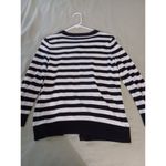 Talbots  Women Sweater S Black White Striped Button Up Cardigan Embellished Beads Photo 7