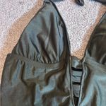 Mossimo NWOT Olive Green Halter Strappy One Piece Halter Swimsuit Size L Photo 3