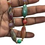 Multicolor Beaded Gemstone Long Necklace Beach Vacation Resort Wear Purple Photo 1