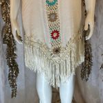 Negs Women’s Boho Crochet Fringe Tunic Cover Up Festival Medium Large granny Blue Photo 5