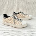 P448 Beige Snake Print Thea Low To Platform Lace Up Sneaker Glitter Heel 40 Wmn Photo 1