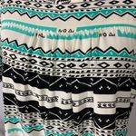 🌸3/$15🌸 Francesca’s Black & Teal Aztec Short Sleeve Casual Career Blouse Small Green Photo 4