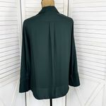 ZARA  V Neck Button Front Shirt Blouse Dark Green Small Long Sleeve Photo 3