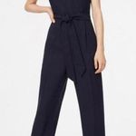 Club Monaco  Navy Belted V Neck Pleated Cropped Wide Leg Lorenny Jumpsuit Photo 0