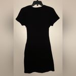ZARA  ZC Woman- Black Ribbed Attached Belt High Neckline Mini Dress- Size L Photo 1
