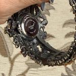 Vintage Narmi Watch Wrist Hinged Cuff Analog Boho Bejeweled Whimsical Silver Photo 3