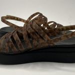 Crocs  Sandals Women's Sz 11 Mocha Black Brooklyn Literide Tortoise Strappy Wedge Photo 6