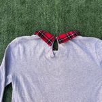 J.Crew Gray Long sleeve shirt with Red Tartan Plaid collar and hem, size small Photo 6