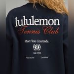 Lululemon  NWT Heavyweight Fleece Pullover Tennis Club Sweater Top Blue Size M Photo 3