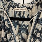 Ulla Johnson  Nadia Dress Indigo Silk Cotton Batik Metallic Midi Dress Size 2 Boh Photo 5