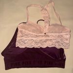 Victoria Secret Pink Sport Velvet Sports Bra Bralette Plum Purple Size L Photo 1