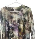 Chico's  Size 1 Small Tropical Vacation Parrot Rhinestone Round Neck 3/4‎ Slv Top Photo 1