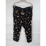 Torrid  Black Floral Challis Tie Front Tapered Pant Women Plus Size‎ 1X Cropped Photo 1