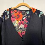 Merona  Navy Blue Colorful Floral Back VNeck Cardigan Sweater Size XS Photo 3