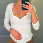 Joah Brown  White Henley Long Sleeve T-Shirt Top, S/M Photo 4