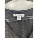 Tommy Bahama Black Gold leopard Midi Dress XS Flutter Sleeves Waist Tie Ruffle Photo 7