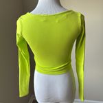 ZARA  Neon Green Knotted Front Long Sleeve Crop Top Photo 4