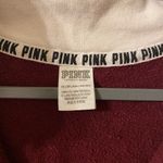 PINK - Victoria's Secret Womens Victoria’s Secret‎ VS PINK Pullover 1/2 Zip Sweatshirt Maroon White Sz XS Photo 1