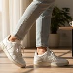 VEJA  x Free People V-12 White Leather Sneakers Casual Athletic size 8/39 Photo 9