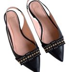 J.Crew EUC Leather Gwen Sling Back Gold
Studded Bow Flats Black Size 8 Photo 0