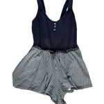 Vintage One Piece Romper Shorts Bathing Suit Blue Plaid Checkered one piece White Size 20W Photo 12