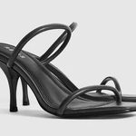 Reiss NEW Magda Leather Strappy Heeled Sandals Black 7.5 Photo 1