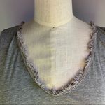 The Limited  100% Cotton gray sleeveless V neck tank top with fringe trim Photo 5