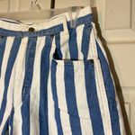 Vintage Chic Blue and White Striped Denim High Rise Shorts 1980s Waist 29 Inches Photo 3