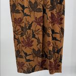 Vintage leaf print Brown Midi Dress 8 office neutral fall casual Photo 5