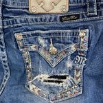 Miss Me  Blue Denim Distressed Destroyed Embellished Mid Rise Curvy Shorts 31 Photo 2