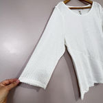 Calvin Klein Women's White 3/4 Sleeve Crewneck Sequin Pullover Top XL Holiday Photo 2