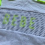 Bebe NWT  Neon Yellow & White Hoodie Sweatshirt Photo 3