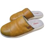 OluKai Moloa Pae Leather Slippers Mules Tan Shearling Lined Mens Sz 10 Photo 0