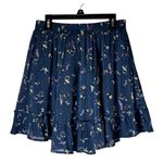Gentle Fawn Skirt Women Small Navy Blue Floral Elastic Waist Ruffle Circle Mini Photo 1