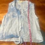 Cloth & Stone linen white Blue dip dye Sleeveless Tie-Front Button Down small Photo 4