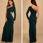 Lulus NWT  Wondrous Romance Dark Green One-Shoulder Mermaid Maxi Dress XL Photo 1
