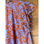 Haptics by Holly Harper Floral Ruffle Sleeve Dress Medium Orange Lavender Photo 4