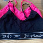 Juicy Couture SET of 2 Black & Pink Logo Print Athletic Sport Bras L Photo 5